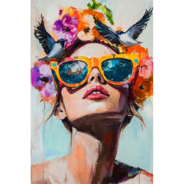 Schilderij Vrouw met vogels
